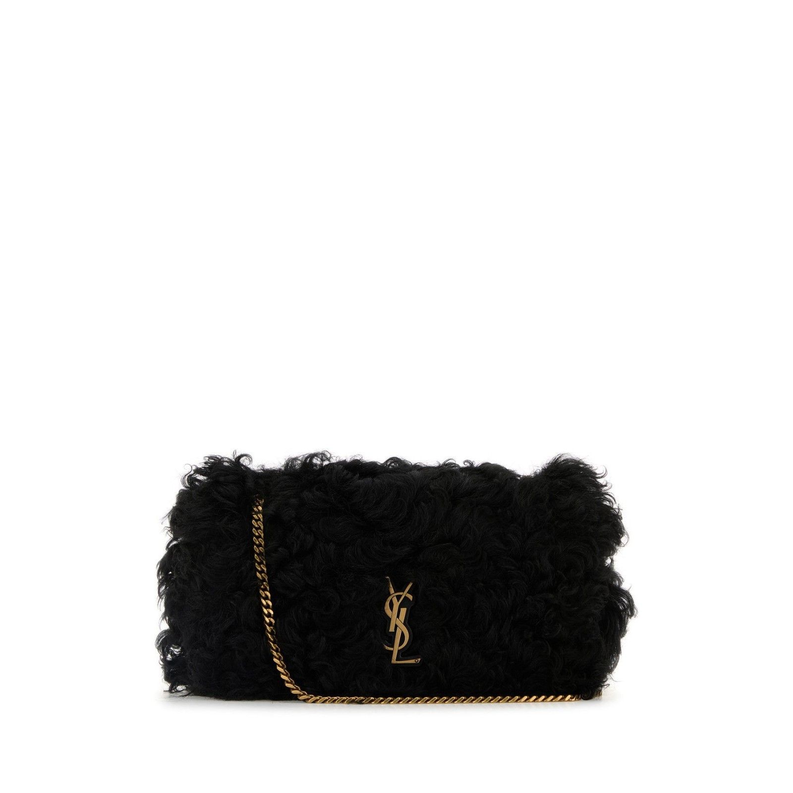 Saint Laurent Paris SAINT LAURENT Jamie Medium Black Shearling Shoulder Bag New Size ONE SIZE - 1 Thumbnail