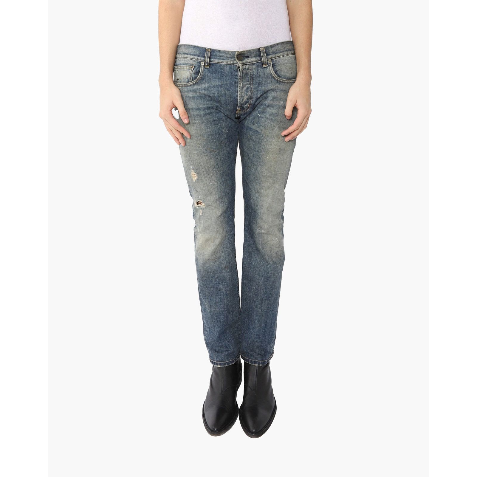 Saint Laurent Paris FW13 Slim Fit Denim in Mud Washed Denim D01 Size US 32 / EU 48 - 1 Thumbnail