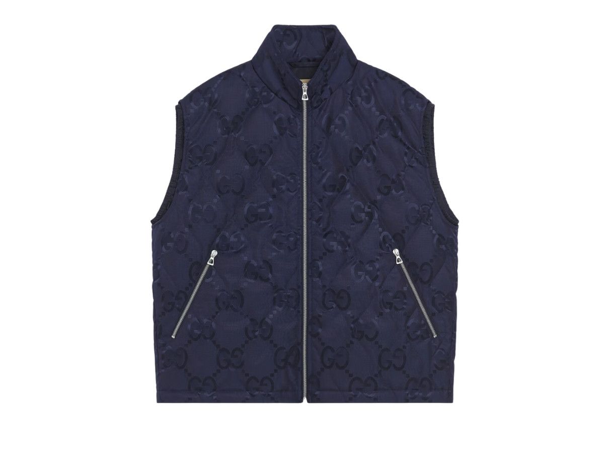 Gucci o1s1wg110225 Quilted GG Jumbo Vest in Navy Blue Size US S / EU 44-46 / 1 - 1 Preview