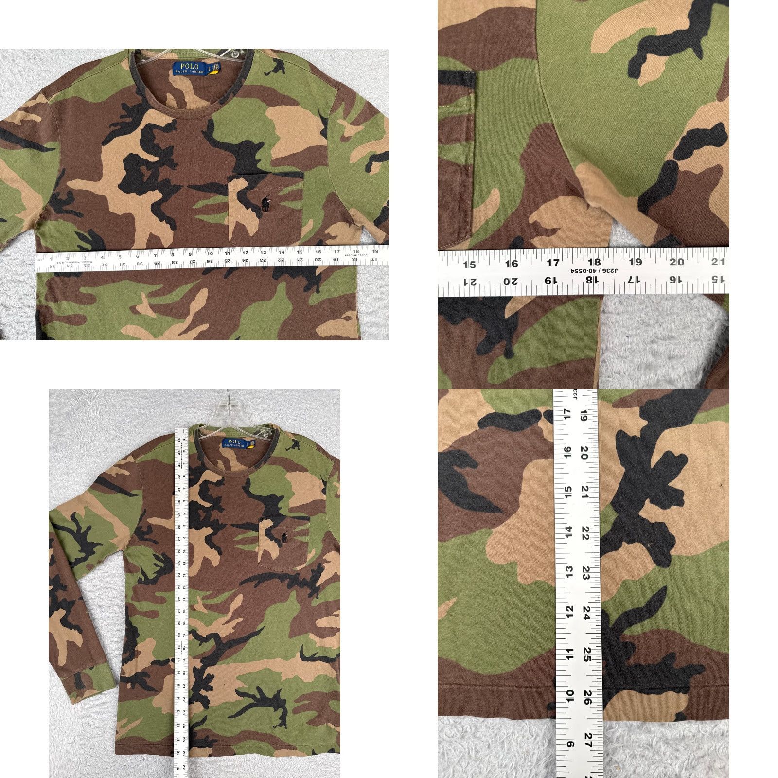 Ralph Lauren Polo Ralph Lauren Shirt Adult Small Green Camo Long Sleeve Crew Pocket READ Size US S / EU 44-46 / 1 - 8 Thumbnail