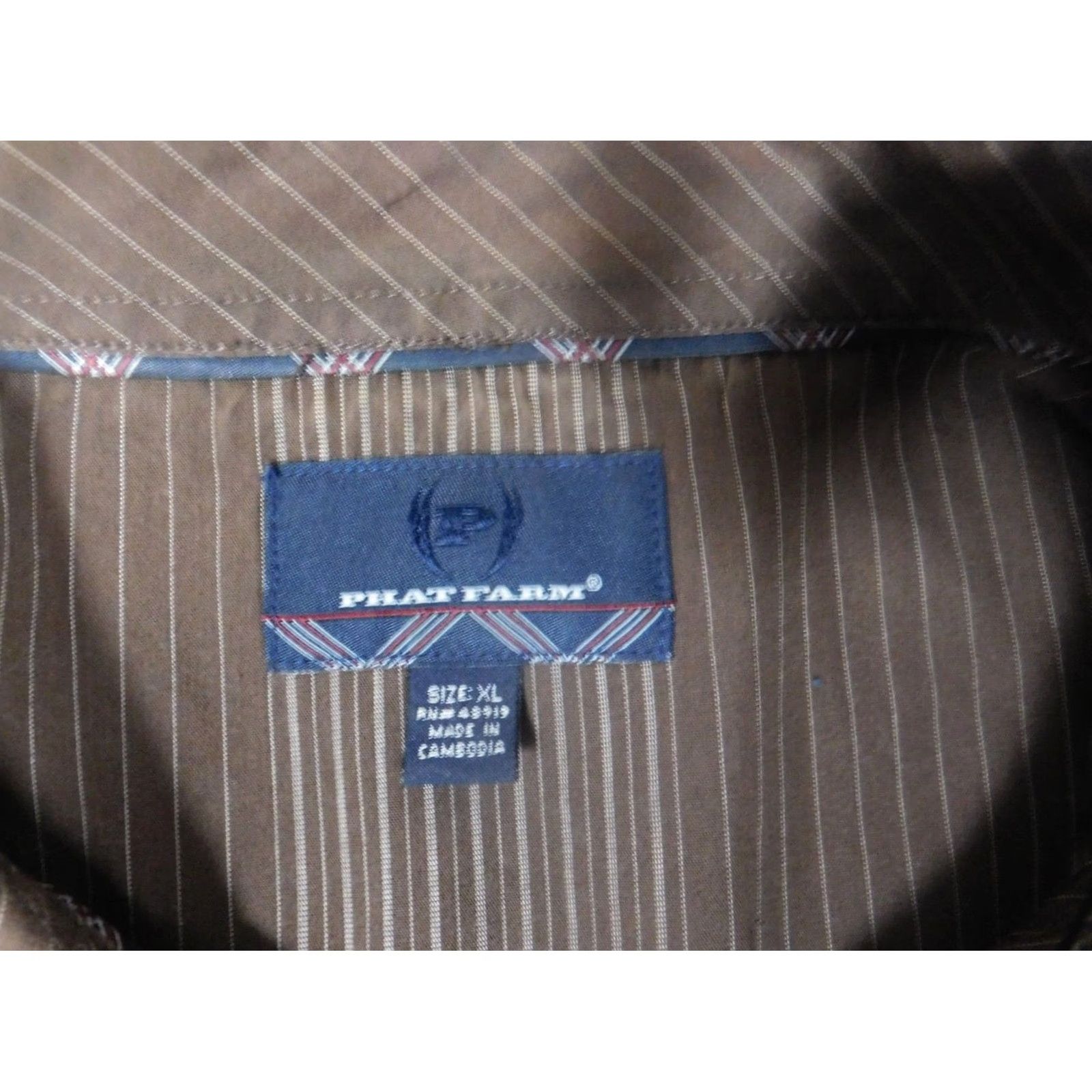 Phat Farm Phat Farm Shirt Mens XL Brown Button-Down Striped Knit Cotton Long Sleeve Classic Hip Hop Size US XL / EU 56 / 4 - 6 Thumbnail