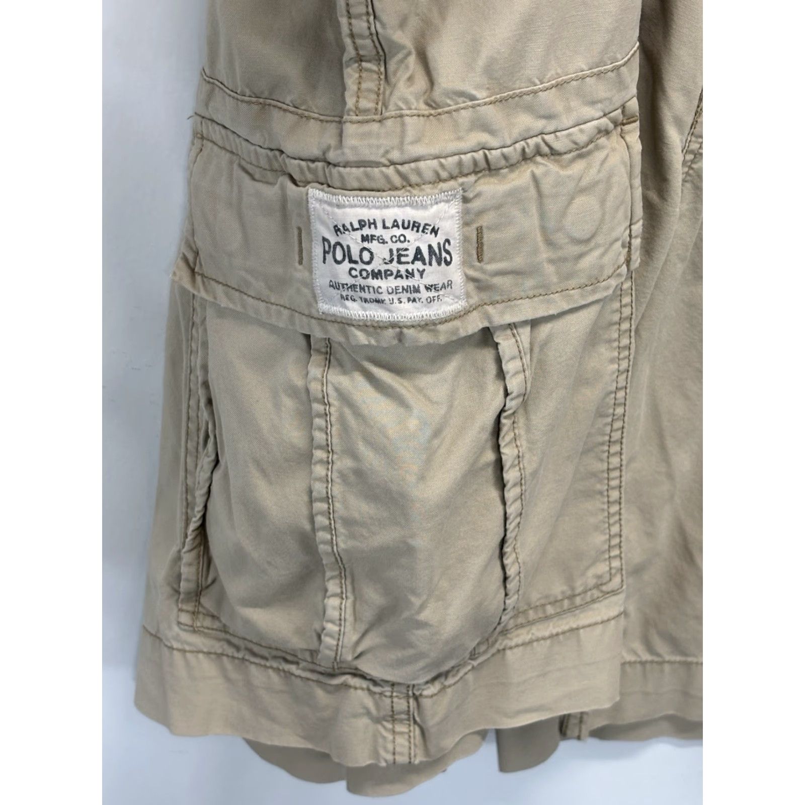 Vintage VINTAGE Ralph Lauren Polo Jeans Cargo Shorts Men Beige 40x10.5 Regular Inseam Cargo Pockets 1990s Summer Mens Size US L / EU 52-54 / 3 - 3 Thumbnail