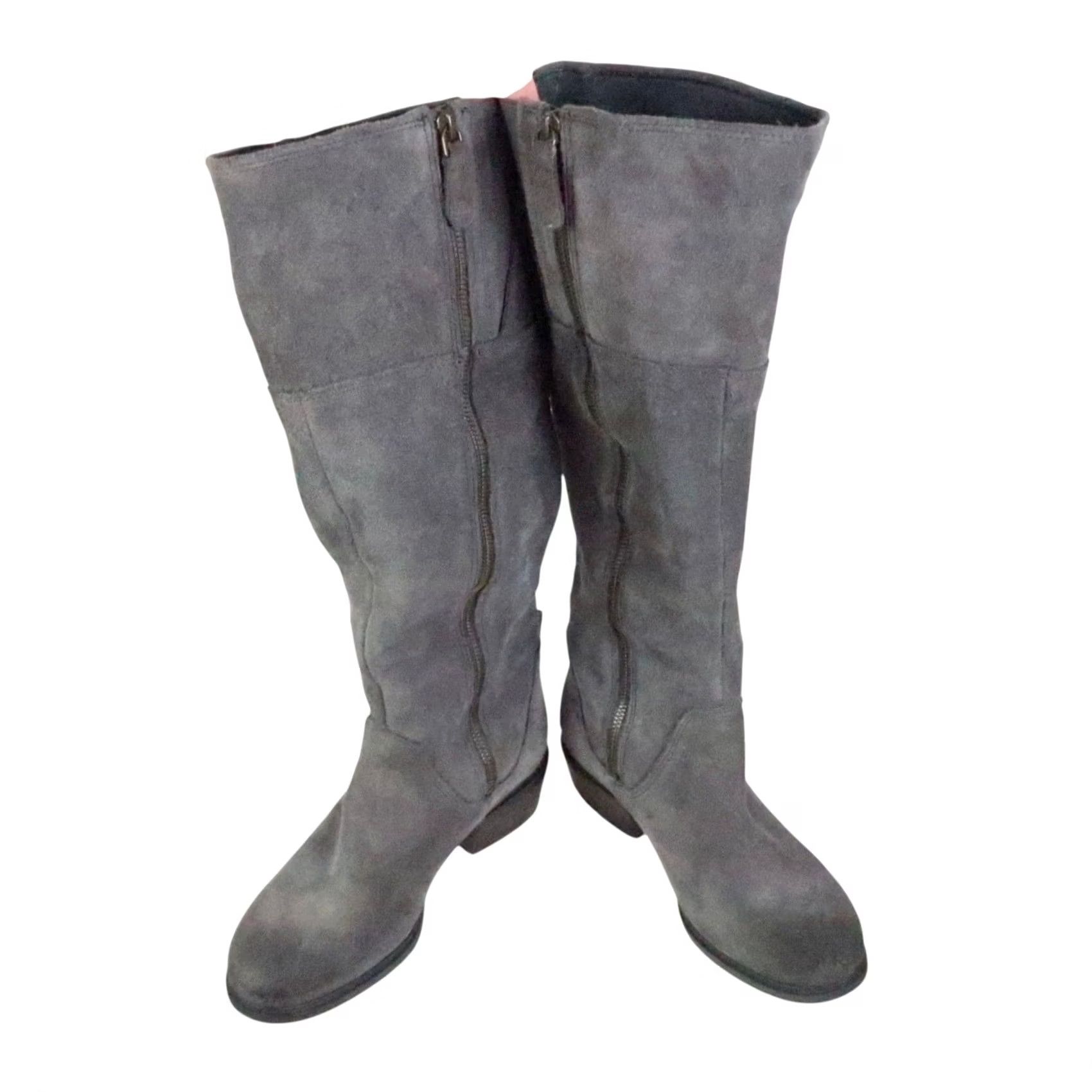 Timberland Timberland Grey Suede Leather Tall Knee High Boots Womens 8 Riding Boot Zip 18" Height 1.5" Heel Casual Fall Winter Spring Women Size US 8 / IT 38 - 3 Thumbnail