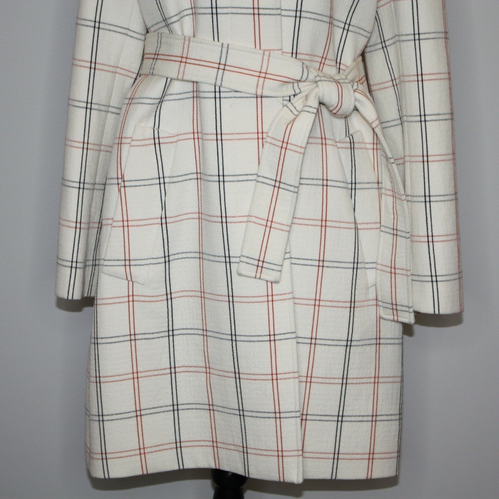 Theory Bozetta Ivory Checkered Plaid Wool Coat NWT MSRP $895 Size L / US 10 / IT 46 - 13 Thumbnail