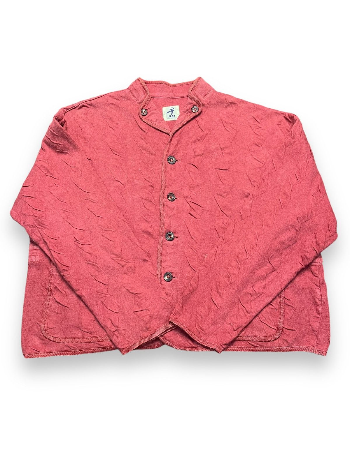 Hai Sporting Gear × Issey Miyake × Japanese Brand Vintage Hai Sporting Gear Burgundy Cardigan Size US M / EU 48-50 / 2 - 3 Thumbnail