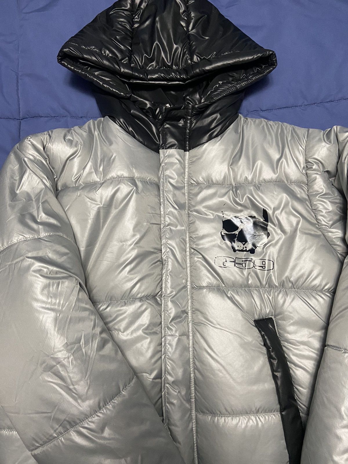 image of G59 Records G59 Puffer Coat in Silver, Men's (Size Small)
