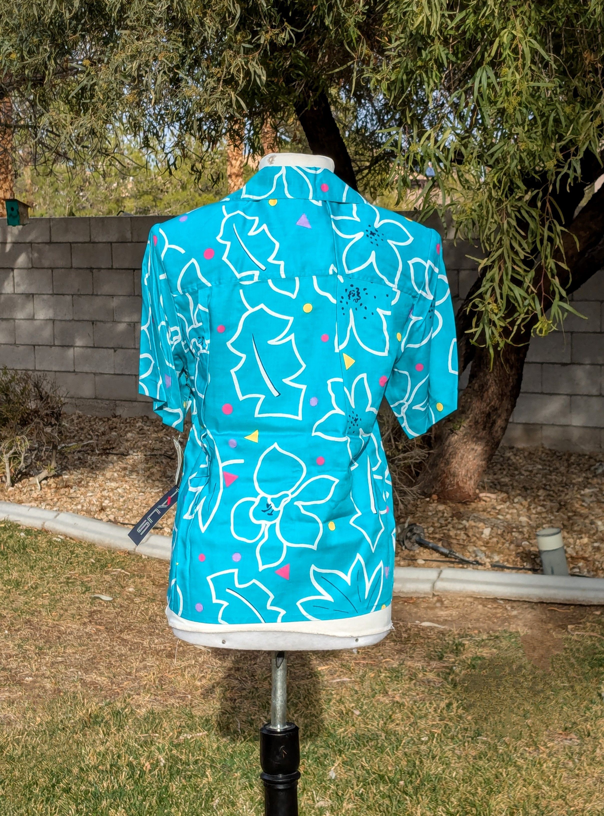 Vintage Chaus Women's 1980s Graphic S/S Button-Down Jacket Shirt Top Size S / US 4 / IT 40 - 2 Thumbnail