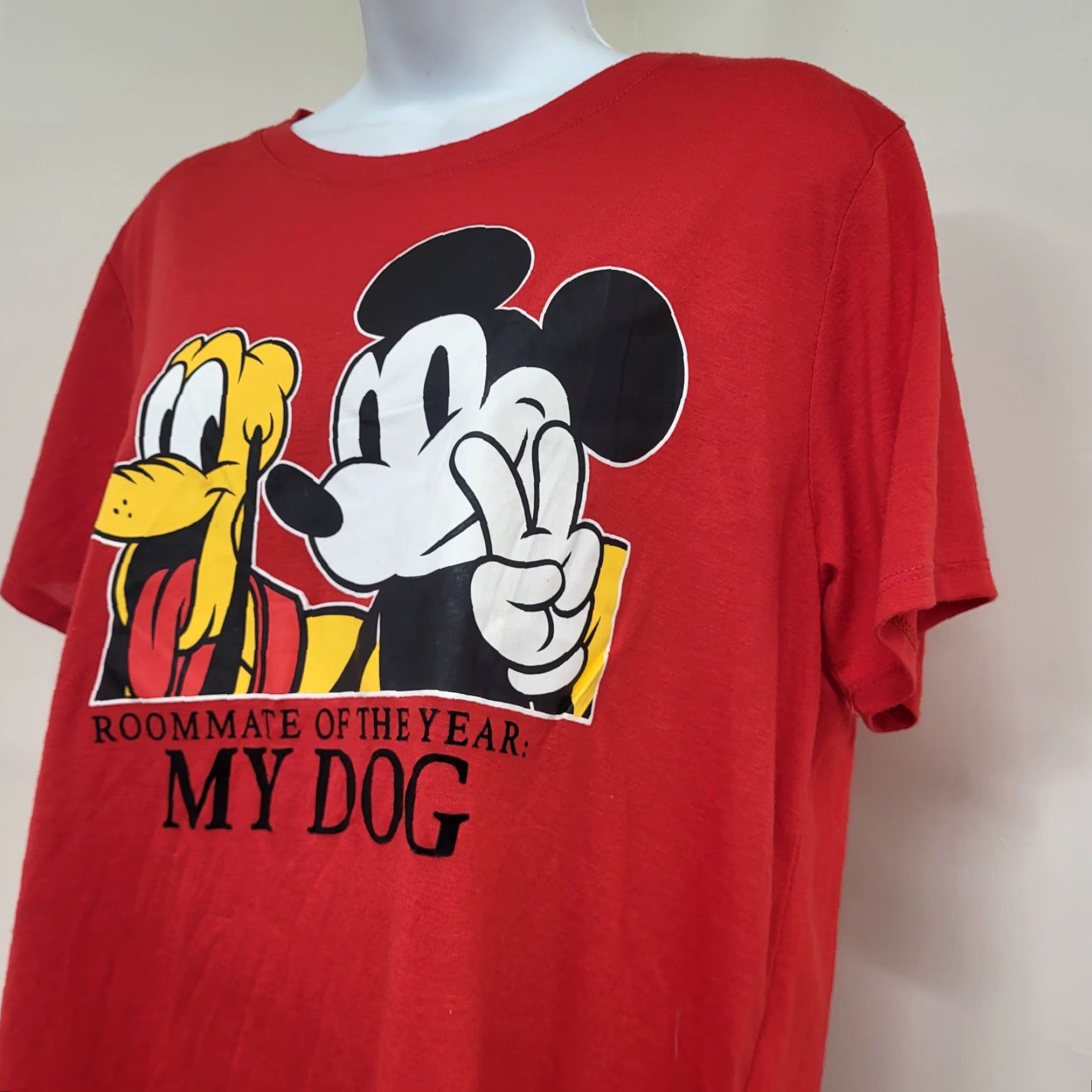 Disney Disney Mickey Mouse T-Shirt Red Women XL "Roommate of the Year My Dog" Shirt Size XL / US 12-14 / IT 48-50 - 5 Thumbnail