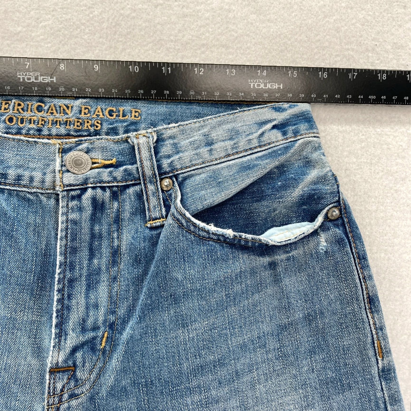 American Eagle Outfitters American Eagle Outfitters Jeans Mens 30x34 Relaxed Straight Denim Pant Blue 5-Pocket Distressed Medium Wash Size US 30 / EU 46 - 6 Thumbnail