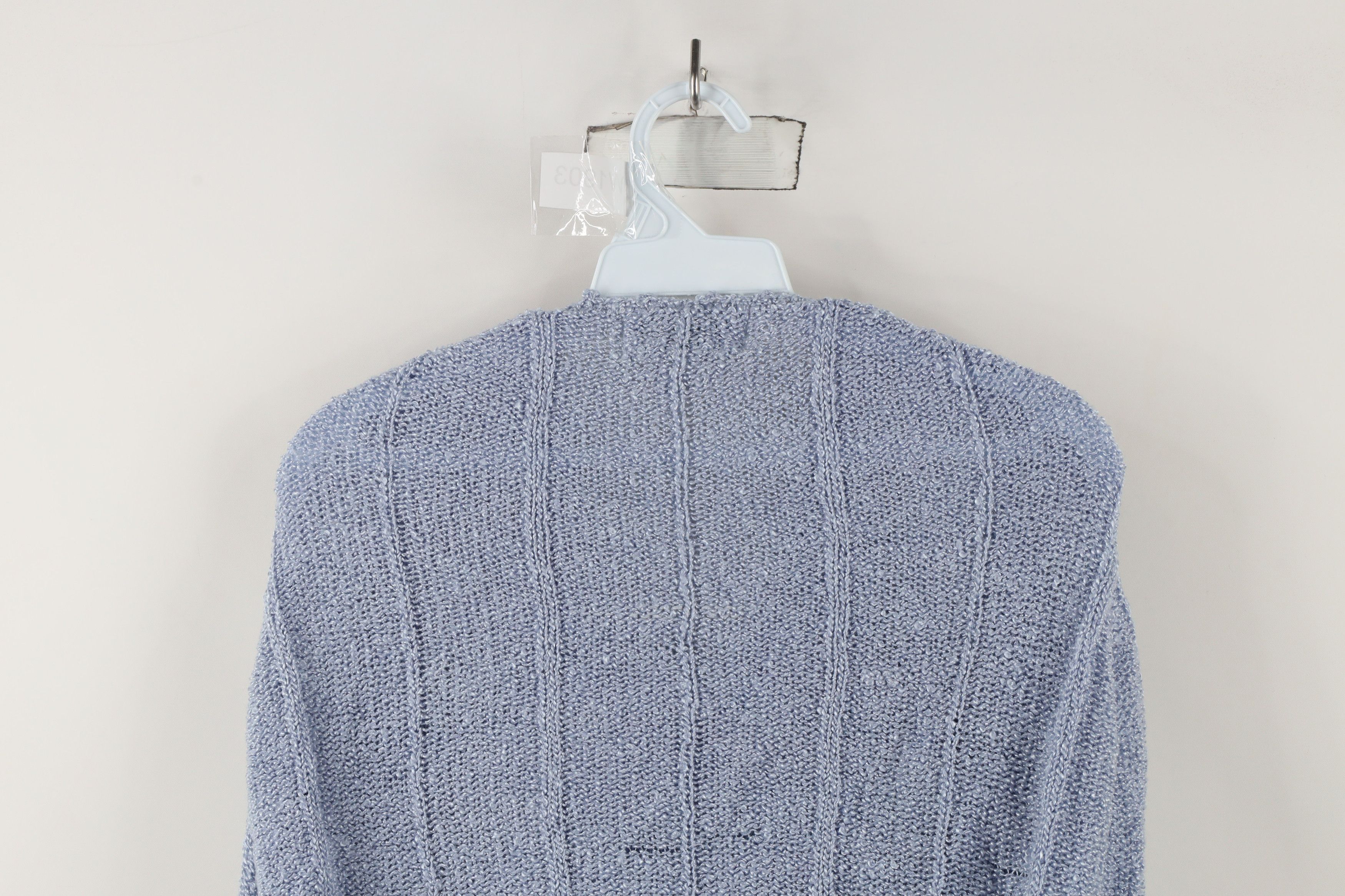 Vintage Vintage 90s Streetwear Distressed Knit V-Neck Sweater Blue Size L / US 10 / IT 46 - 11 Thumbnail