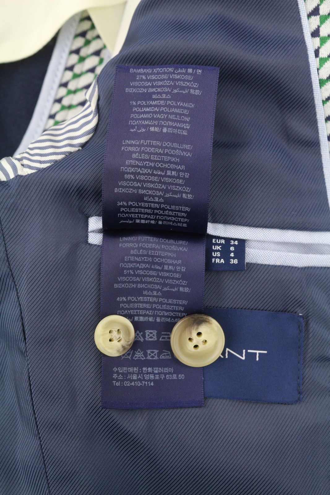 Gant GEO JERSEY EU34 Patterned Notch Lapel Button Blazer 85537 Size XS / US 0-2 / IT 36-38 - 10 Thumbnail