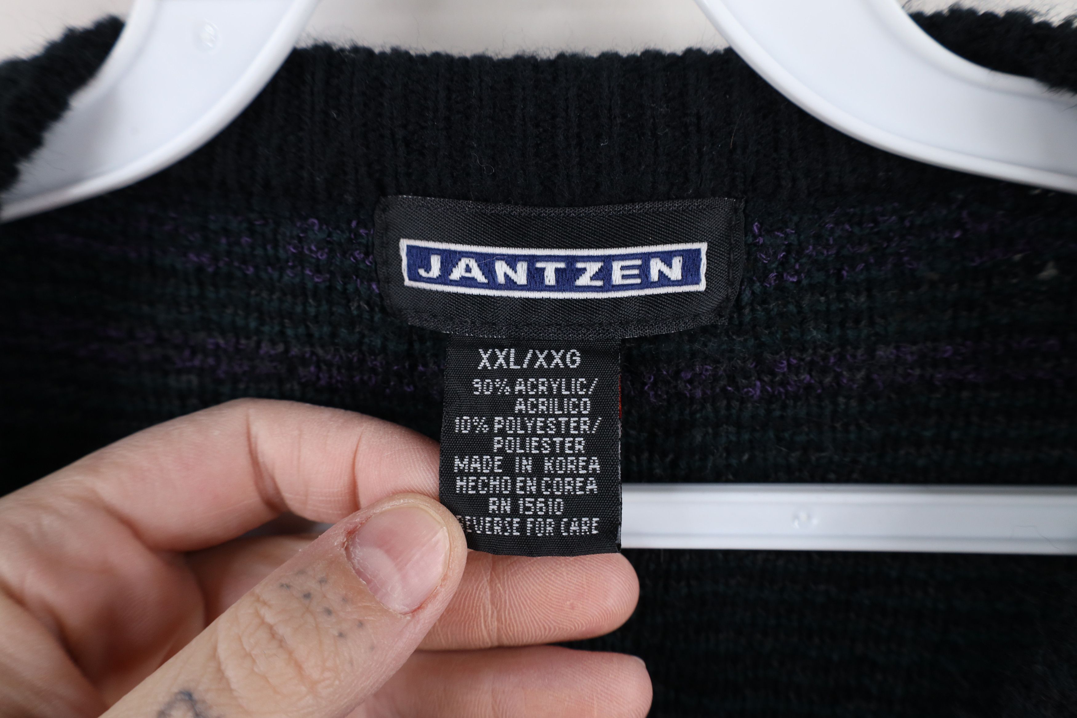 Vintage Vintage 90s Streetwear Rainbow Plaid Knit Crewneck Sweater Size US XXL / EU 58 / 5 - 6 Thumbnail