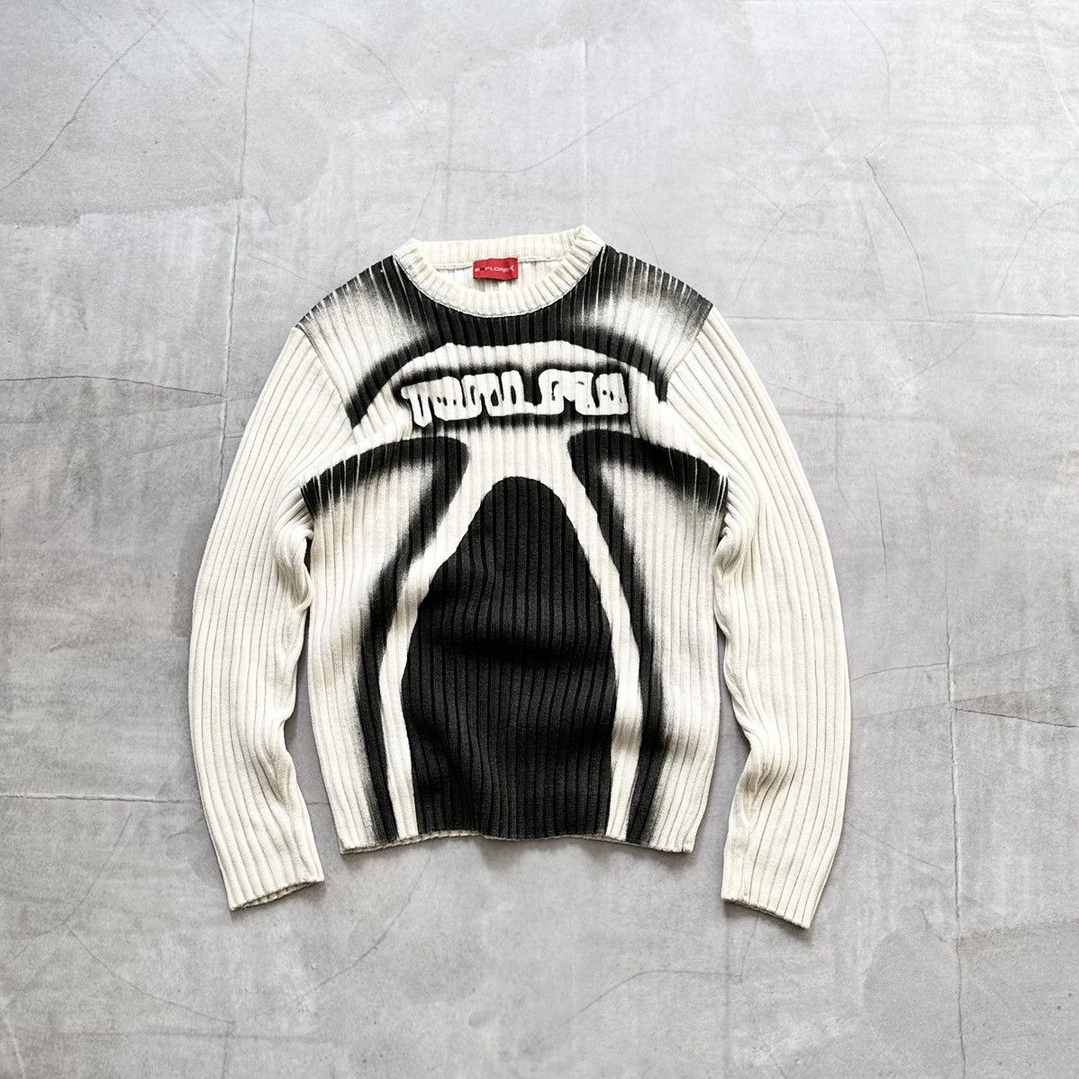 Pre-owned Diesel X Hysteric Glamour 00s Japan Dolce Gabbana Style Tribal Knit Rib Sweater Y2k In White