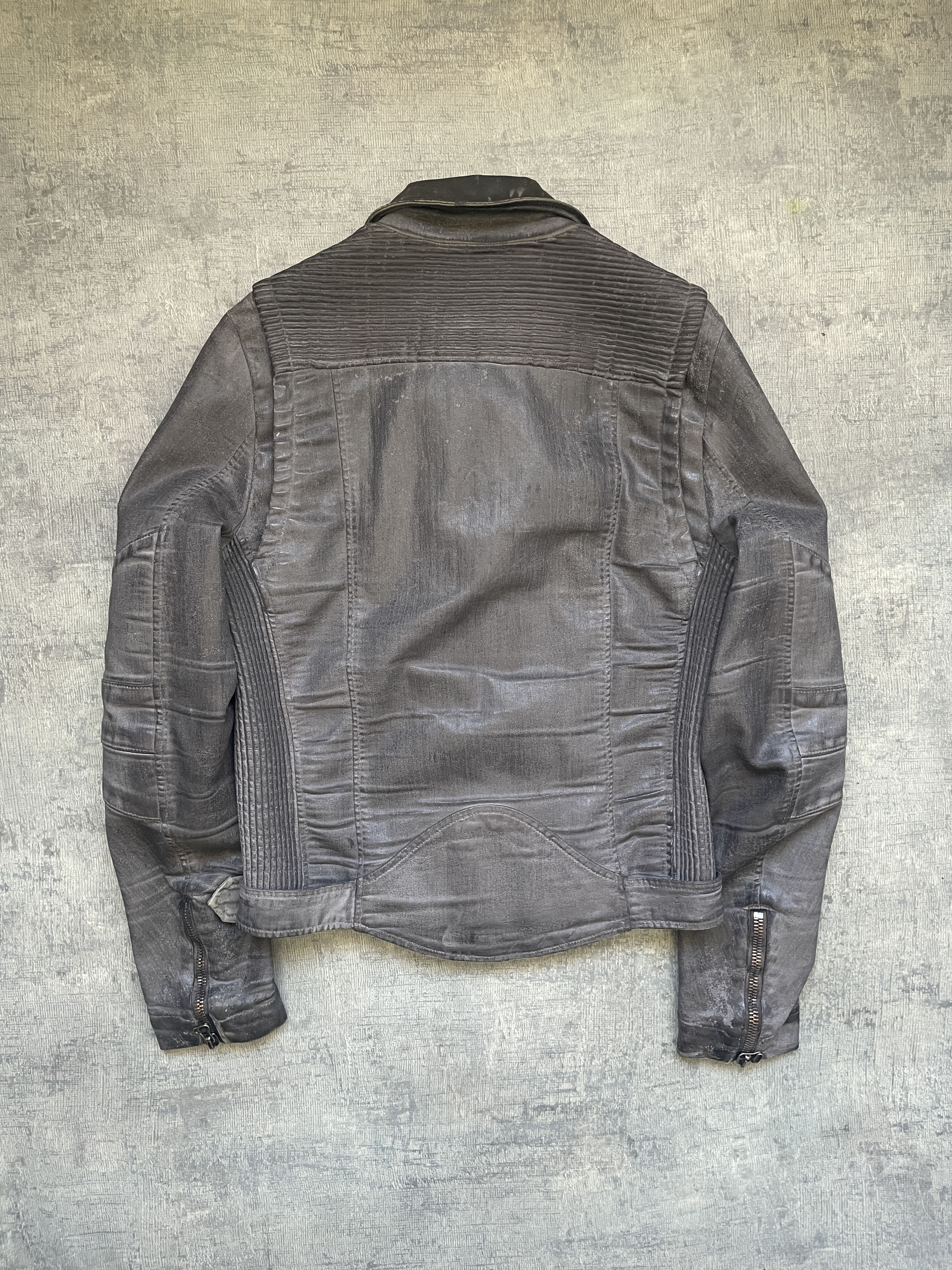 Balmain Balmain AW12 Trompe-L'Oeil Waxed Biker Jacket Size US M / EU 48-50 / 2 - 2 Thumbnail