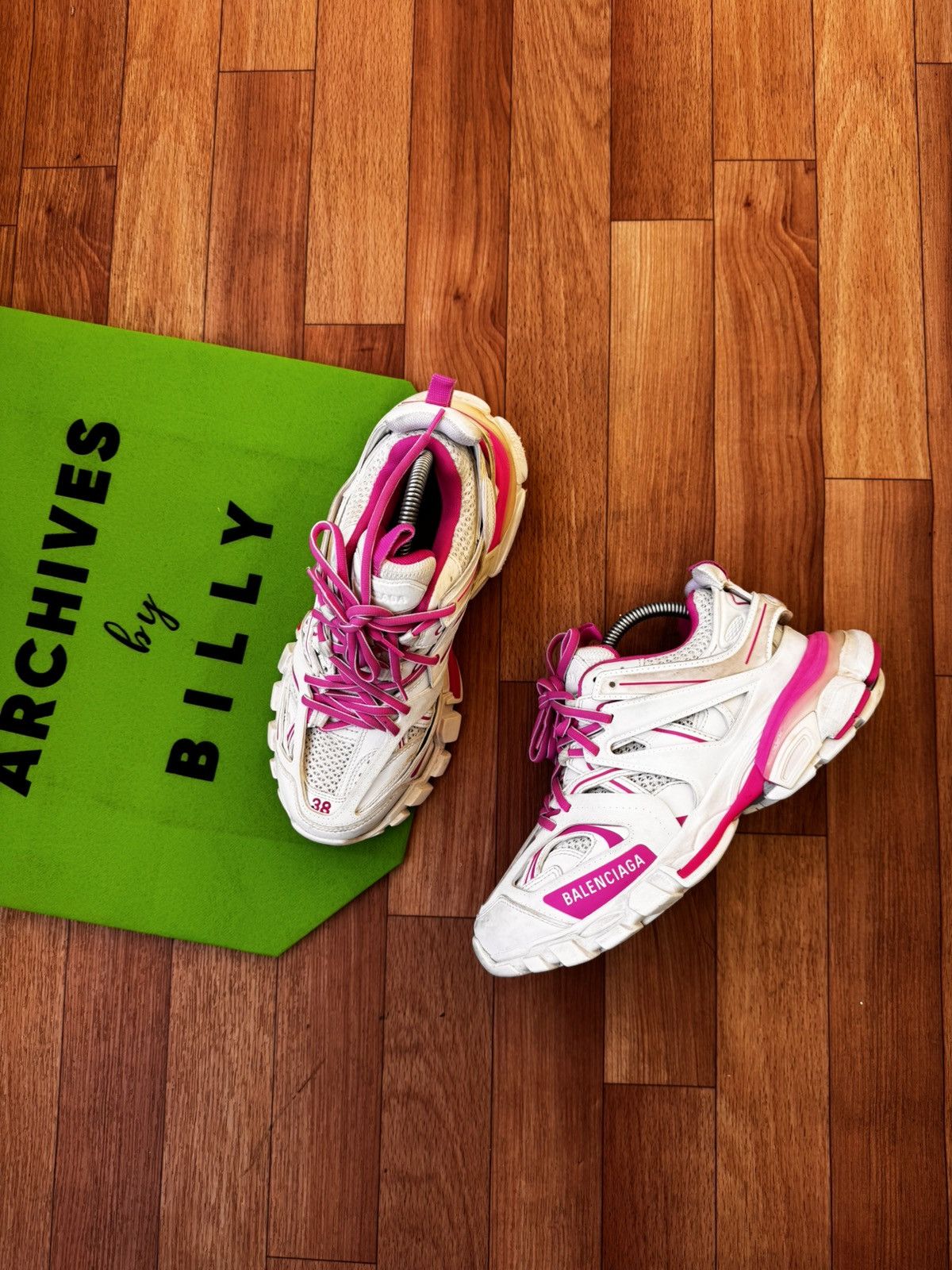 Balenciaga 💕🔥BALENCIAGA PINK / WHITE TRACK SNEAKERS Size US 8 / IT 38 - 2 Thumbnail