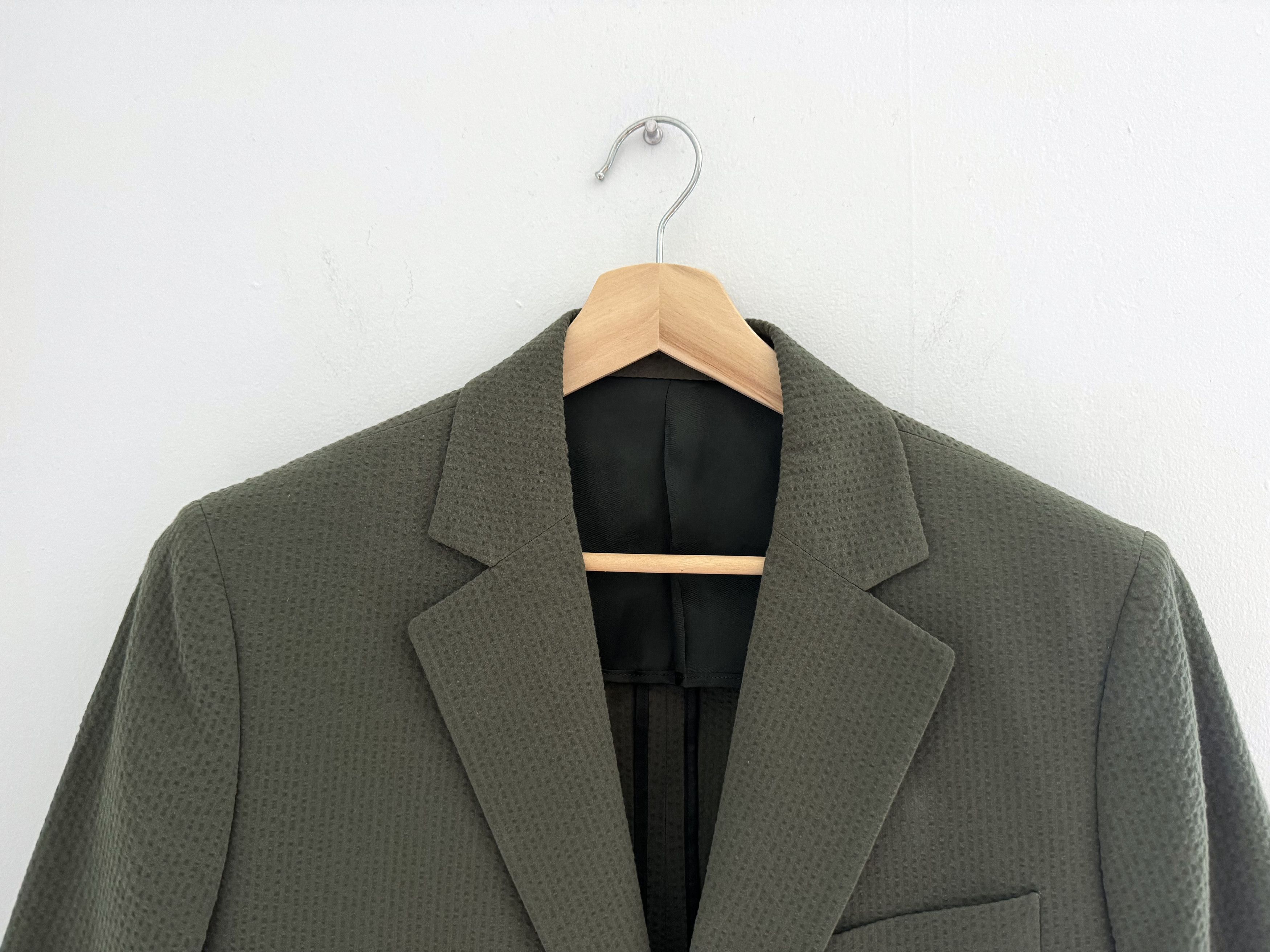 A Kind Of Guise Unstructured Blazer (Olive Seersucker) Size 50R - 2 Thumbnail