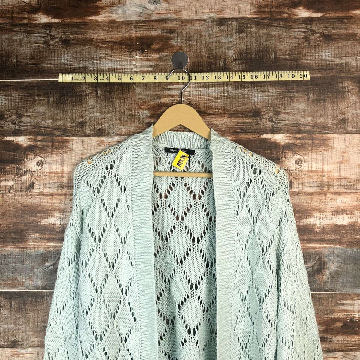 Homespun Knitwear × Japanese Brand Capoule Color Green Cardigan crochet meshnet Knitwear #A1870 Size US L / EU 52-54 / 3 - 4 Thumbnail