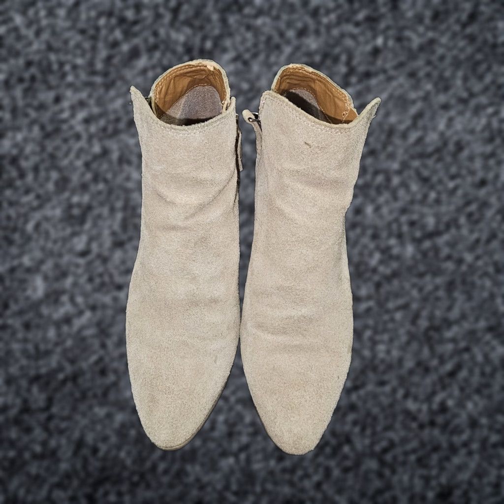 Frye FRYE Judith Ankle Bootie Suede Ash Beige Side Zip Women’s Size 7 M Boot Frye Size US 6 / IT 36 - 1 Thumbnail