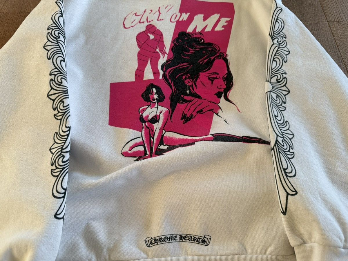 Chrome Hearts x Deadly Doll Cry on Me Crewneck Sweatshirt White Pink Mult Size US M / EU 48-50 / 2 - 8 Thumbnail