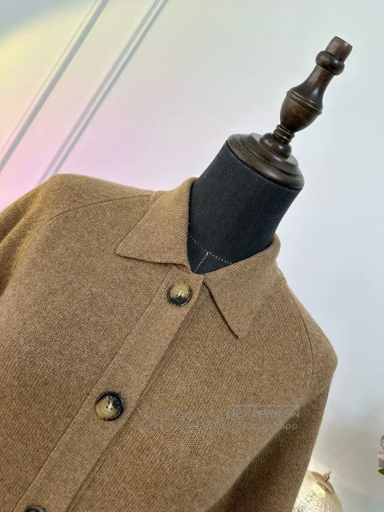 Hermes Hermes Autumn-Winter Knit Long Sleeve Jacket - Caramel Bro Size L / US 10 / IT 46 - 4 Thumbnail
