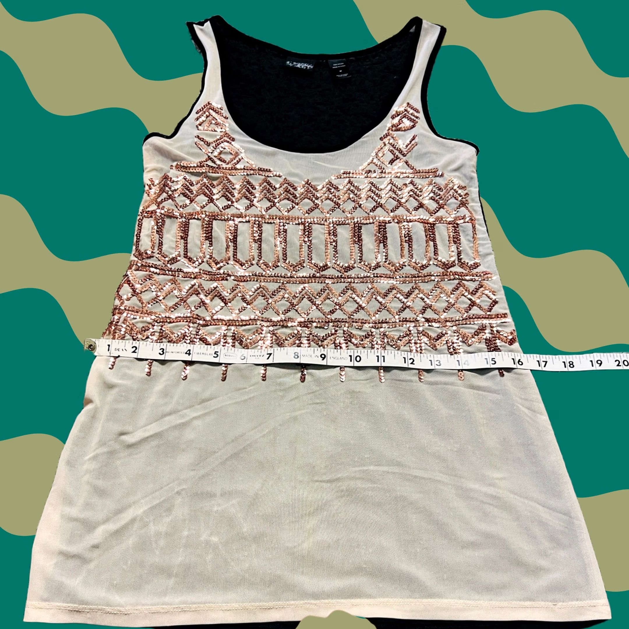 Vintage VINTAGE Daytrip Womens Tank M Embellished Y2K Cream Black Women’s Tank Top M Size M / US 6-8 / IT 42-44 - 1 Thumbnail