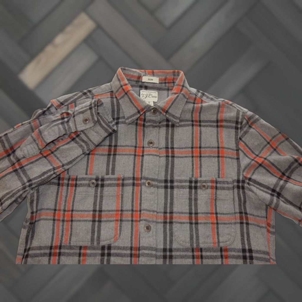 J.Crew J.CREW Men's Flannel Shirt Slim Size S Gray Plaid Button-Up Long Sleeve Size US S / EU 44-46 / 1 - 1 Thumbnail