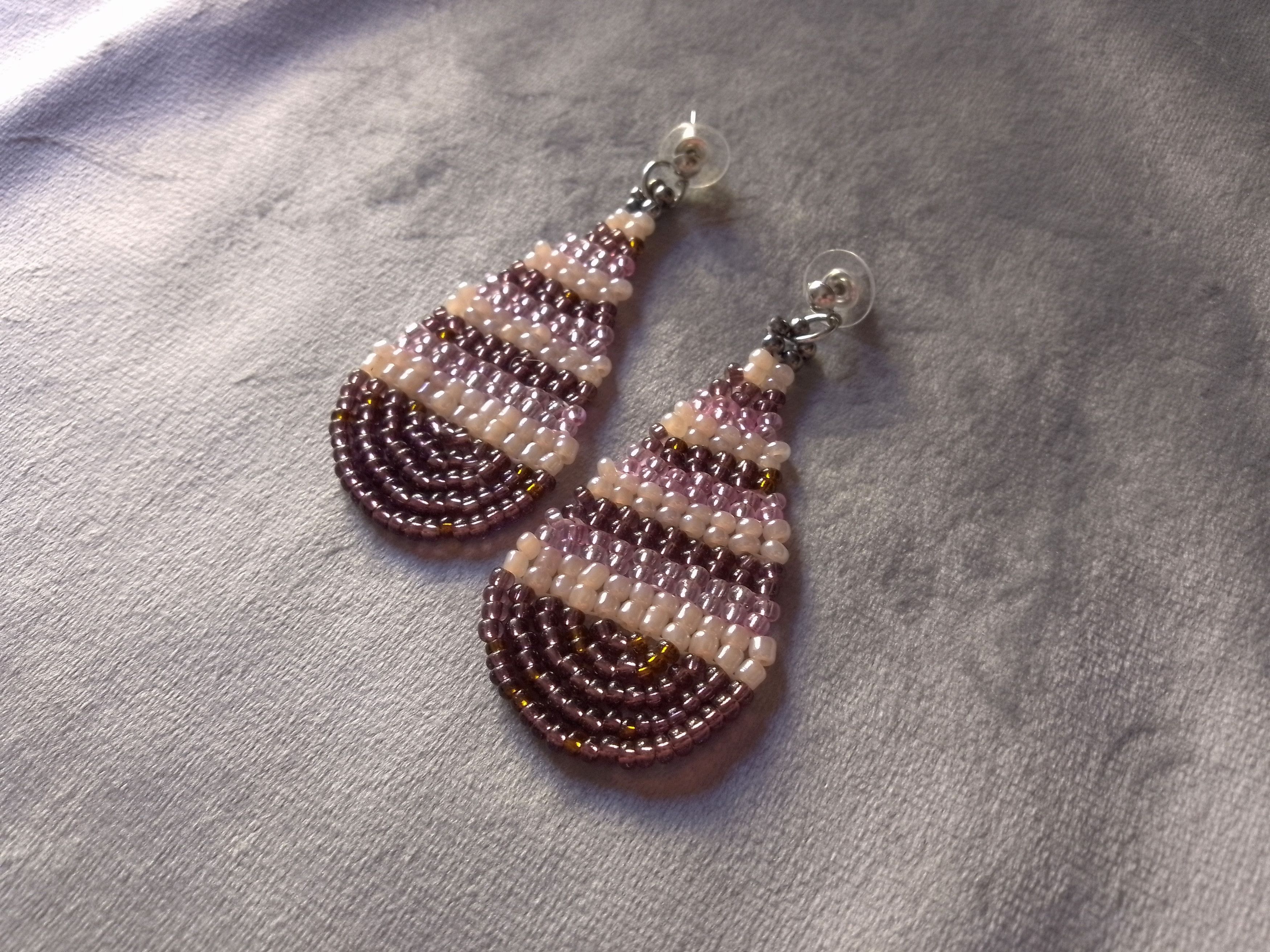Handmade Earrings Teardrop Soft Pink Brown Ethnic Styles Beaded Size ONE SIZE - 5 Thumbnail
