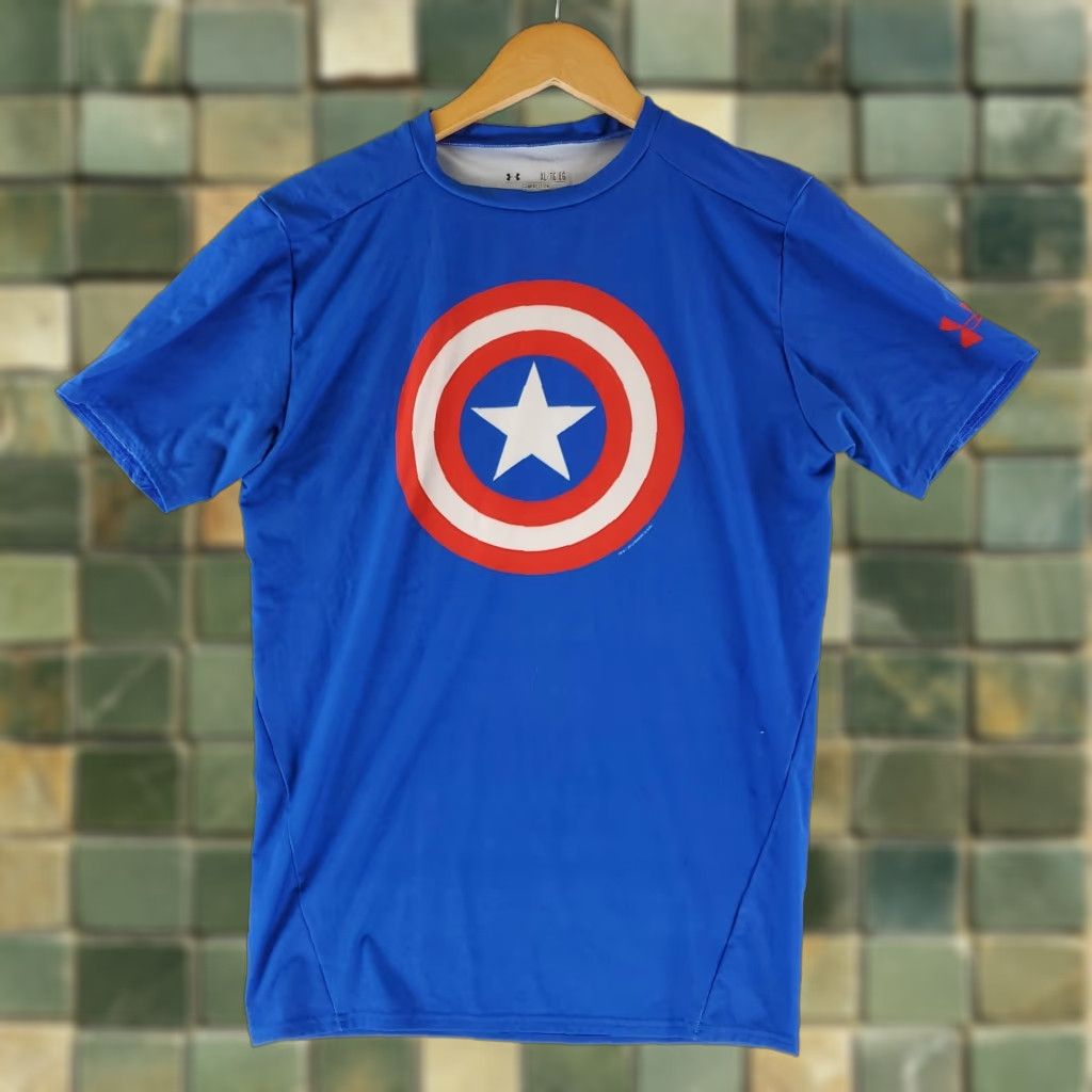 Under Armour Under Armour Captain America Heatgear Compression Shirt Blue Mens XL T-Shirt Men XL Capt America Heatgear Shirt Size US XL / EU 56 / 4 - 1 Thumbnail