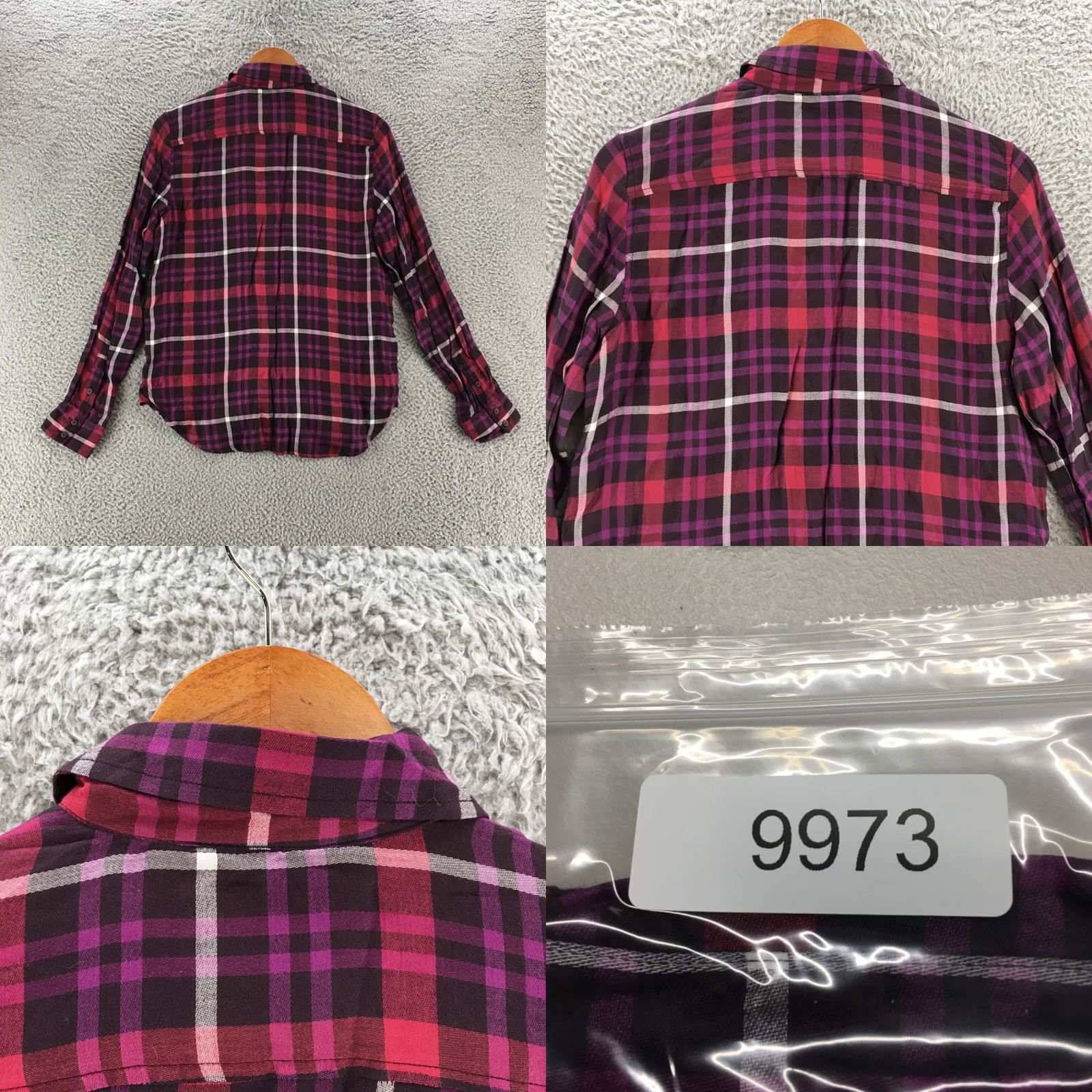 American Eagle Outfitters American Eagle Shirt Womens Small Purple Plaid Flannel Button Up Long Sleeve Size S / US 4 / IT 40 - 8 Thumbnail