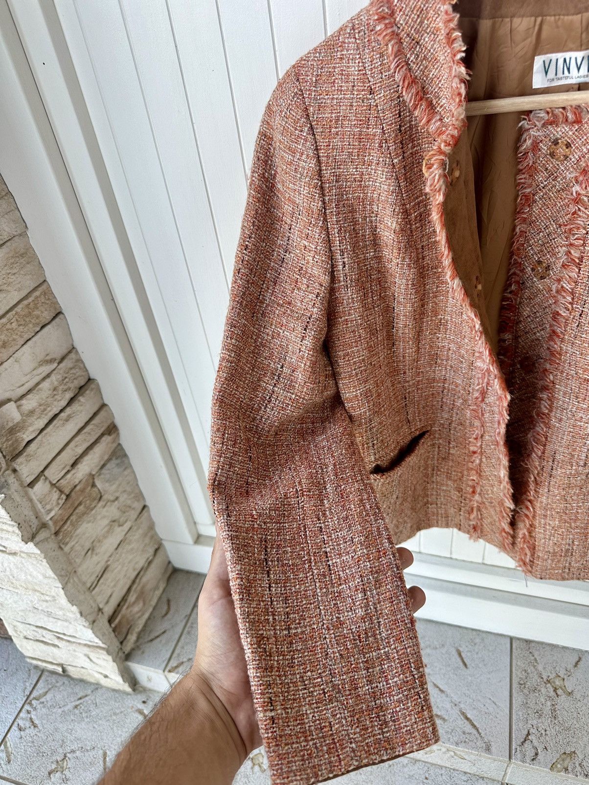 Japanese Brand Vintage Vinvert Tweed Jacket Made In Japan Size M / US 6-8 / IT 42-44 - 12 Thumbnail