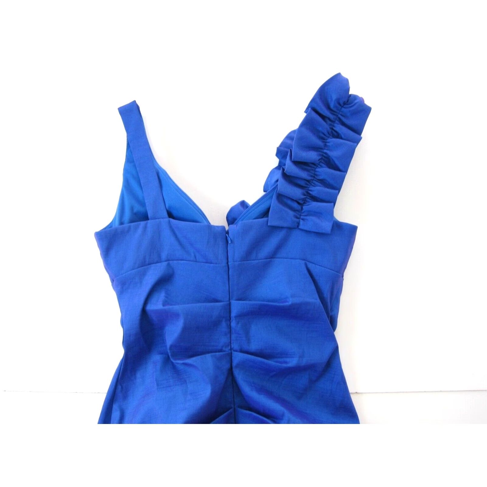 Vintage VINTAGE S.L. Fashions Blue Satin Stretch Floral Bodycon Tank Party Prom Dress 12 Size XL / US 12-14 / IT 48-50 - 5 Thumbnail