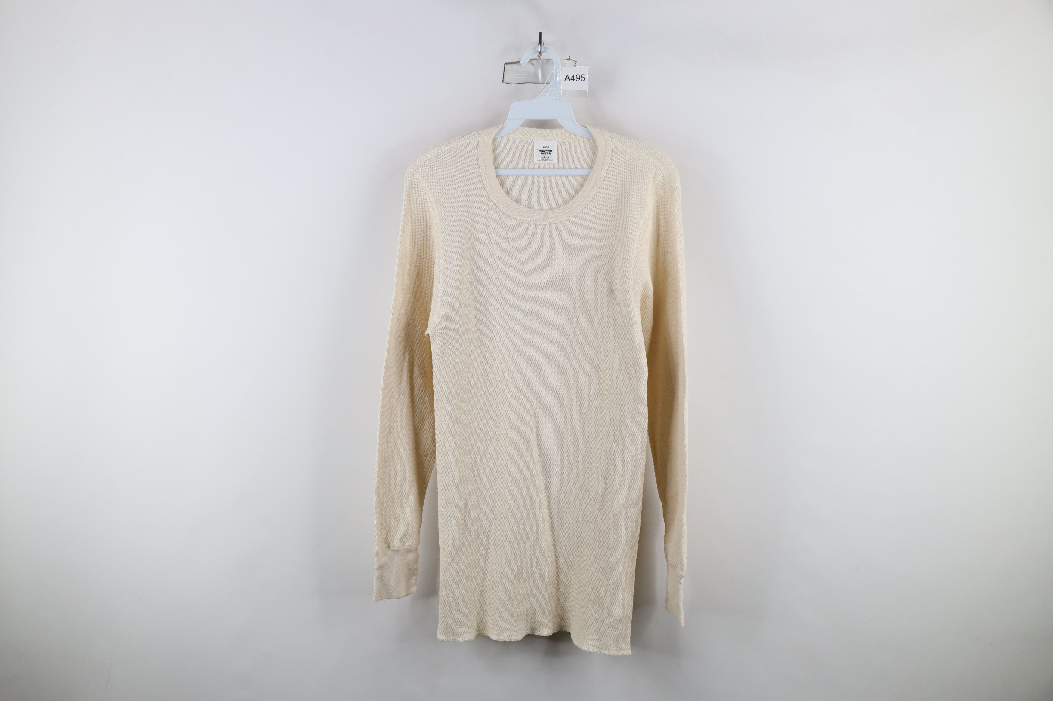 Vintage Vintage 90s Streetwear Knit Long Sleeve T-Shirt Beige USA Size US L / EU 52-54 / 3 - 1 Thumbnail