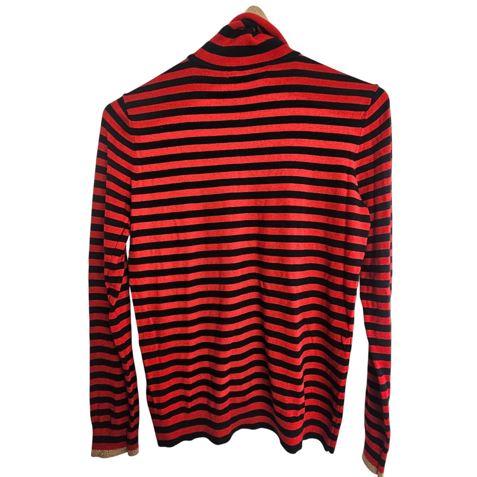 Lauren Ralph Lauren Lauren Ralph Lauren Womens Striped Mulberry Silk Turtleneck Size M / US 6-8 / IT 42-44 - 9 Thumbnail
