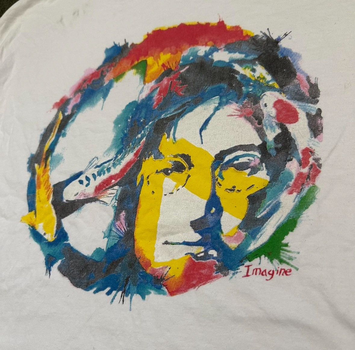 Hanes Vintage 1993 John Lennon Imagine T-Shirt Size US XL / EU 56 / 4 - 2 Thumbnail