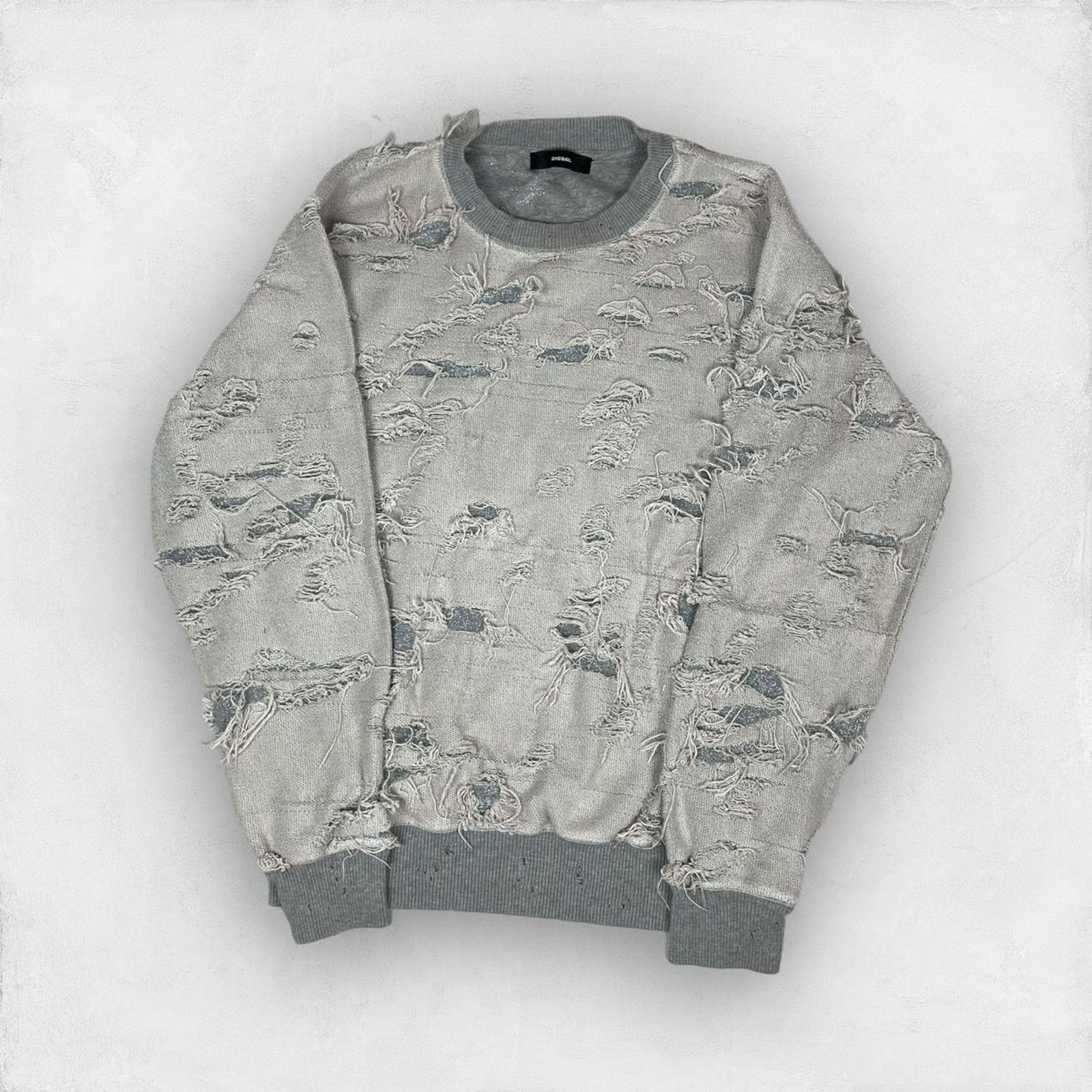 Diesel Diesel FELPA Women's Gray Crew Neck Ripped Sweatshirt Size M / US 6-8 / IT 42-44 - 1 Thumbnail
