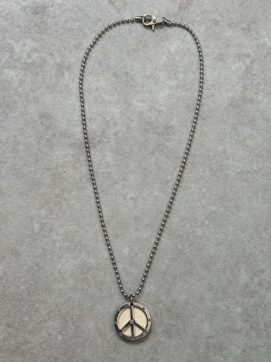 Dolce & Gabbana 2000s Dolce & Gabbana Silver Metal Peace Sign Necklace Size ONE SIZE - 2 Thumbnail