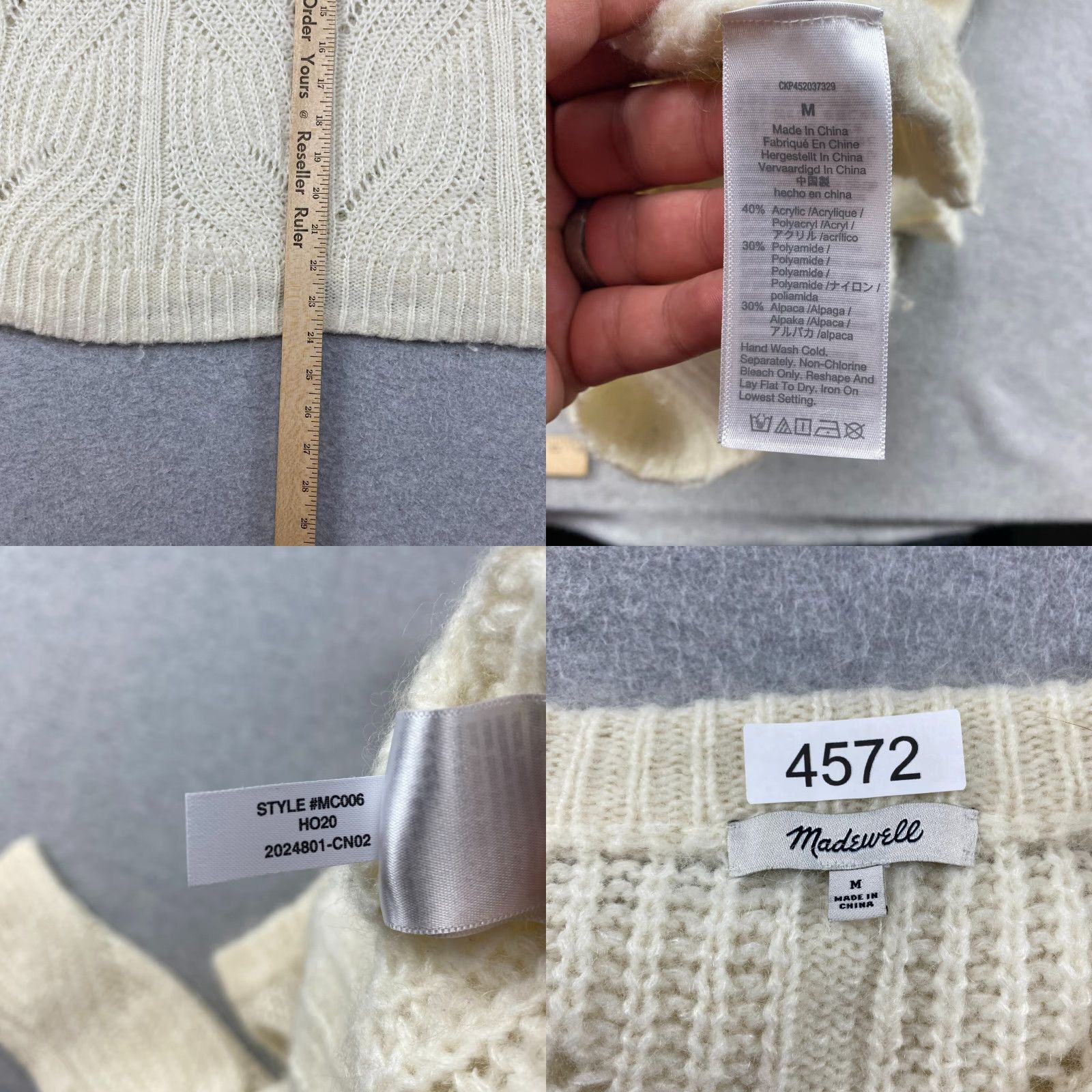 Madewell Madewell Charley Sweater Womens M Cream Pullover Cable Knit Size M / US 6-8 / IT 42-44 - 8 Thumbnail