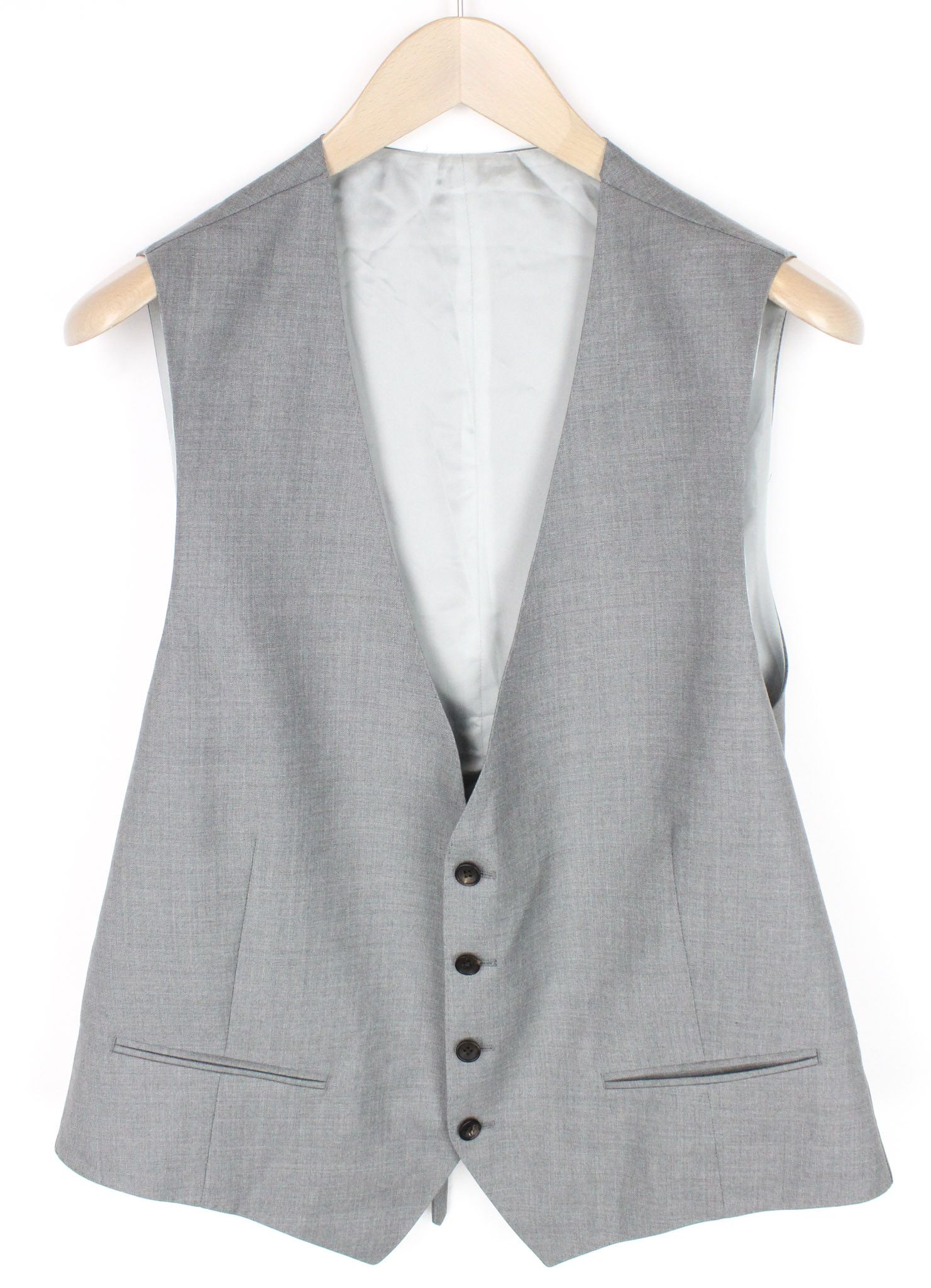 Suitsupply FERRARA UK44R Mid Grey Slim Wool Twill Waistcoat 73475 Size 44R - 1 Thumbnail
