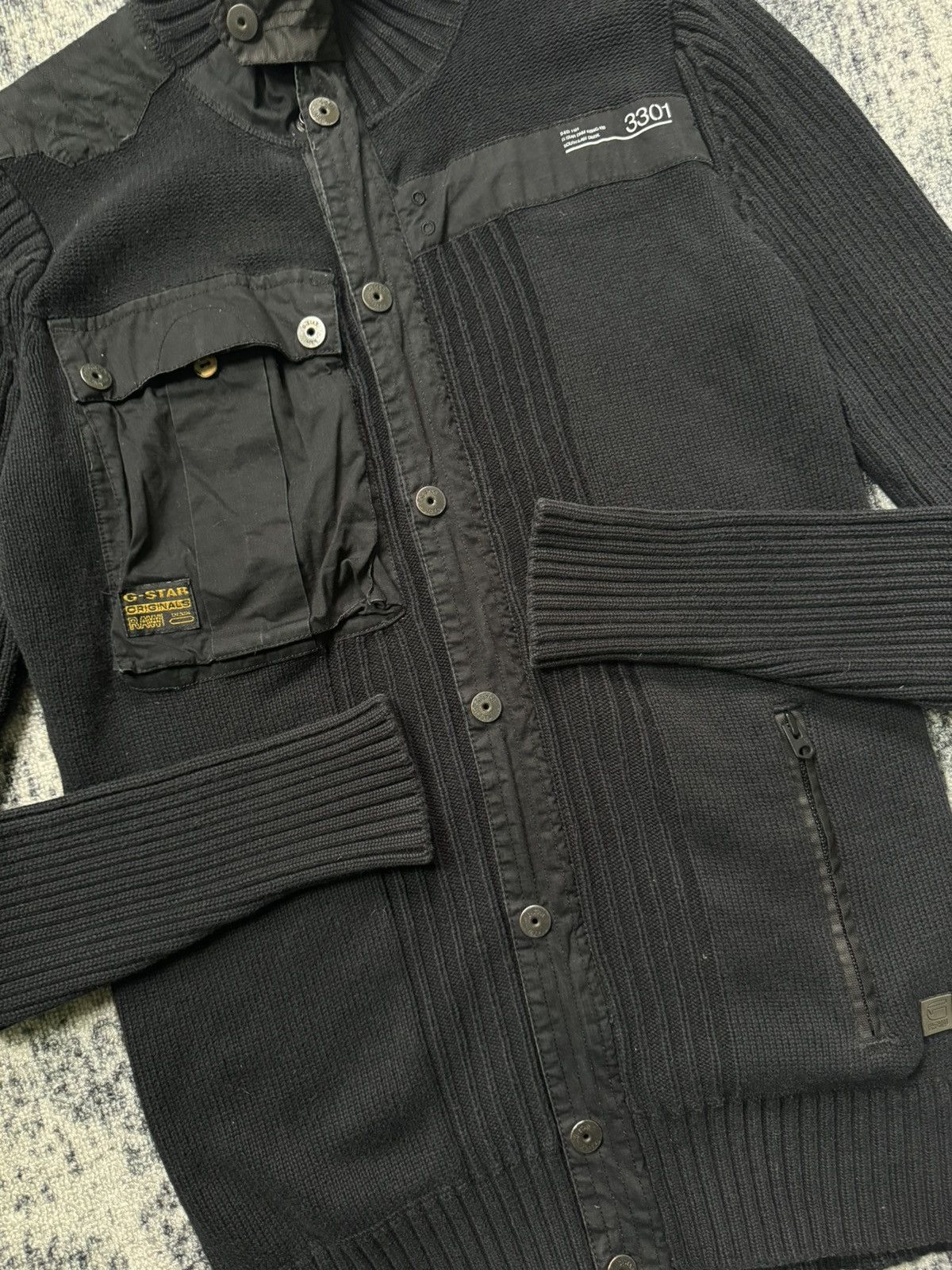 G-Star × Vintage Vintage Gstar Sweater Zip Up Raw Denim Quebec Vest Knit Y2K Size M / US 6-8 / IT 42-44 - 6 Thumbnail