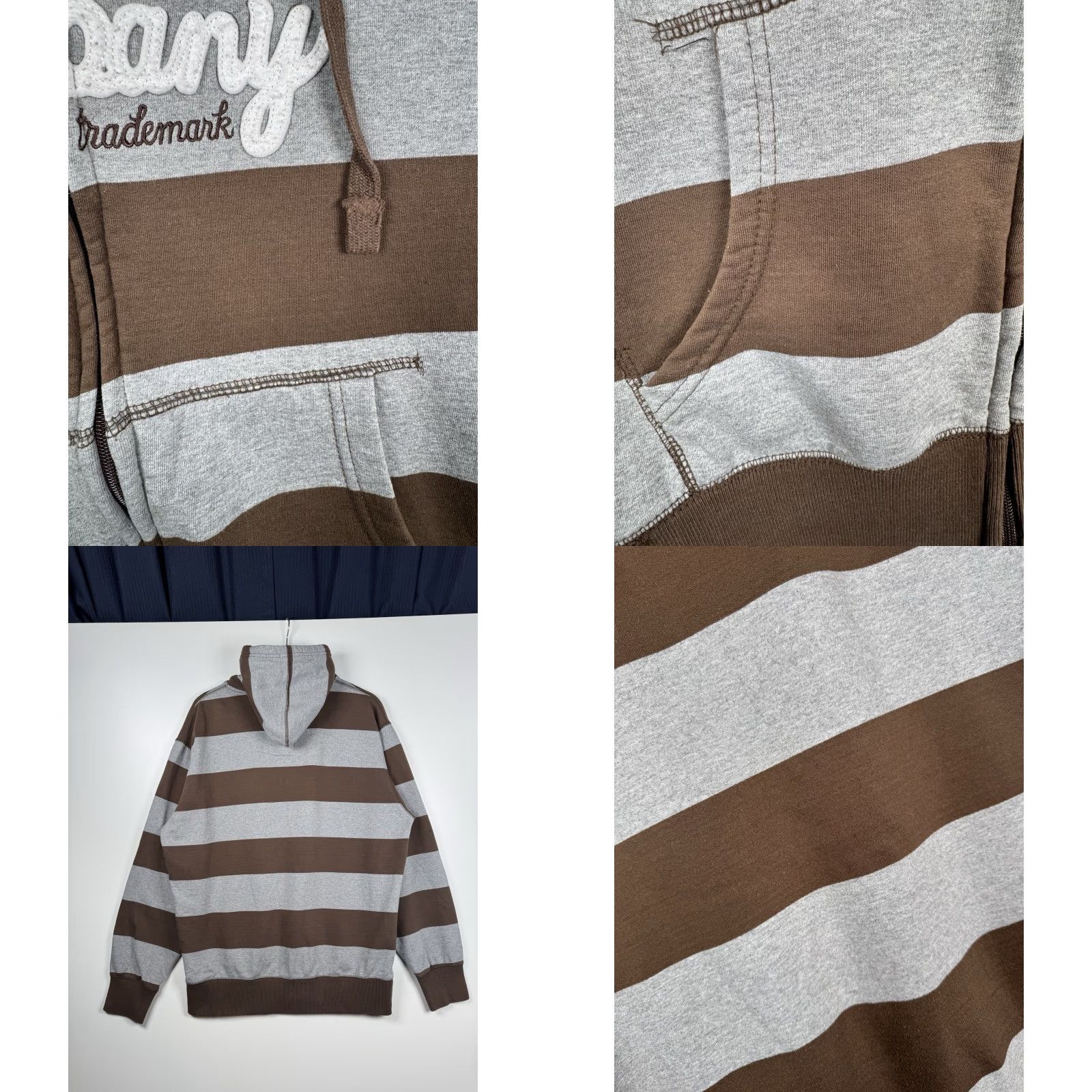 Ecko Unltd. VINTAGE Ecko Unltd. Hoodie Full Zip Striped Gray Brown Men’s L - Y2K Sweatshirt Fashion Sports Logo Crew Neck All Seasons Mens Size US L / EU 52-54 / 3 - 8 Thumbnail