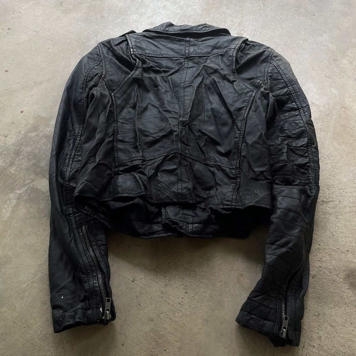 Le Grande Bleu (L.G.B.) Grail🔥 Archive Leather Jacket Asymmetrical Rick Owens Style Size US XS / EU 42 / 0 - 20 Thumbnail