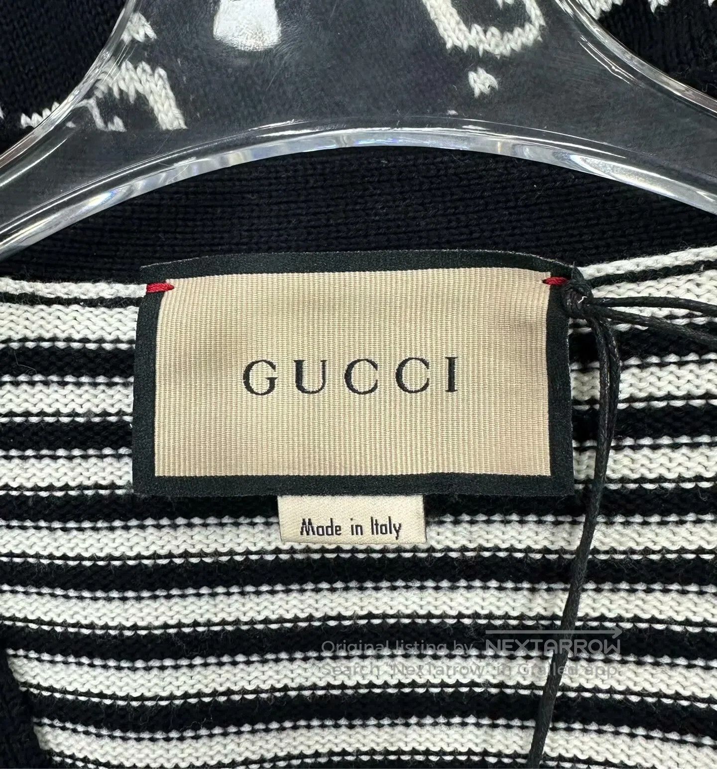 Gucci Guicci Black Classic Striped Printed Logo Knit Cardigan| Size US M / EU 48-50 / 2 - 3 Thumbnail