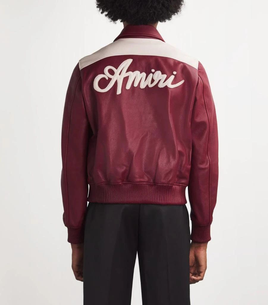 Amiri o1s1wg111125 Logo Leather Jacket in Burgundy/White Size US L / EU 52-54 / 3 - 6 Thumbnail