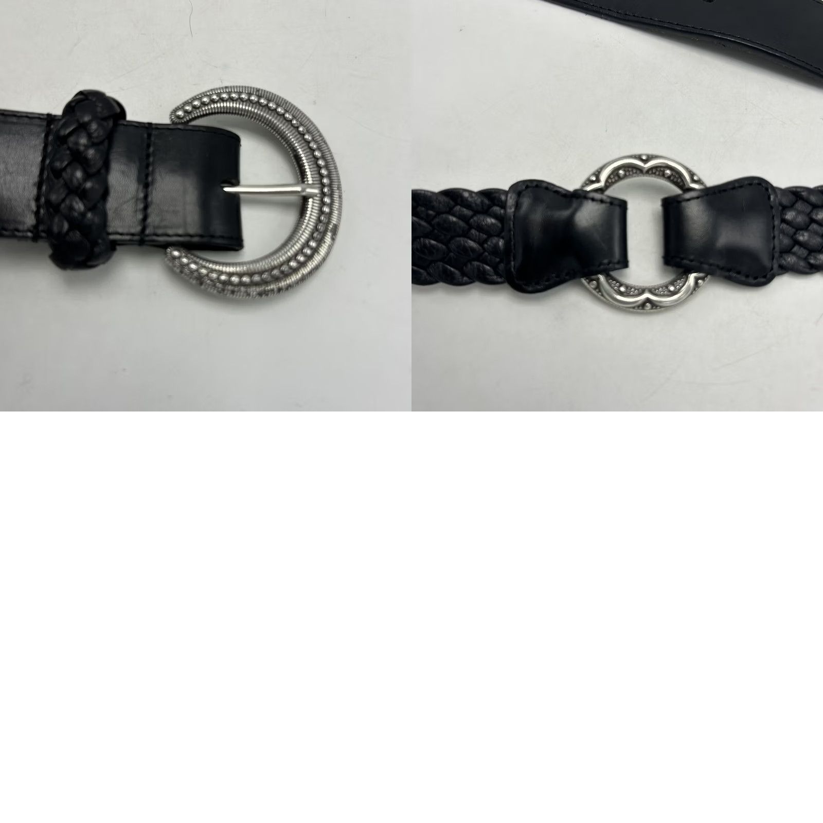 VINTAGE Brighton Belt Womens 34 Black Leather Silver 