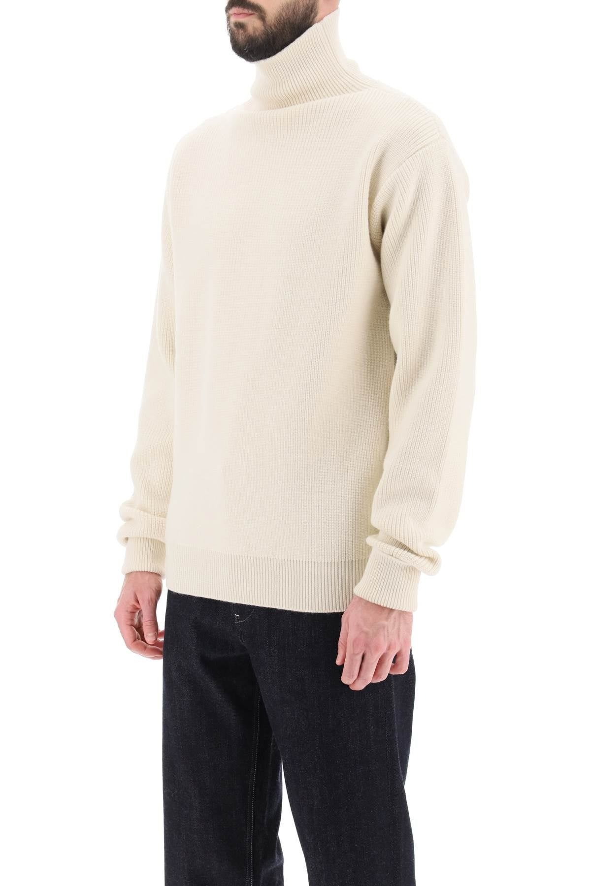 Jil Sander o1y1124 Side Zip High Neck Sweater in Cream Size US M / EU 48-50 / 2 - 4 Thumbnail