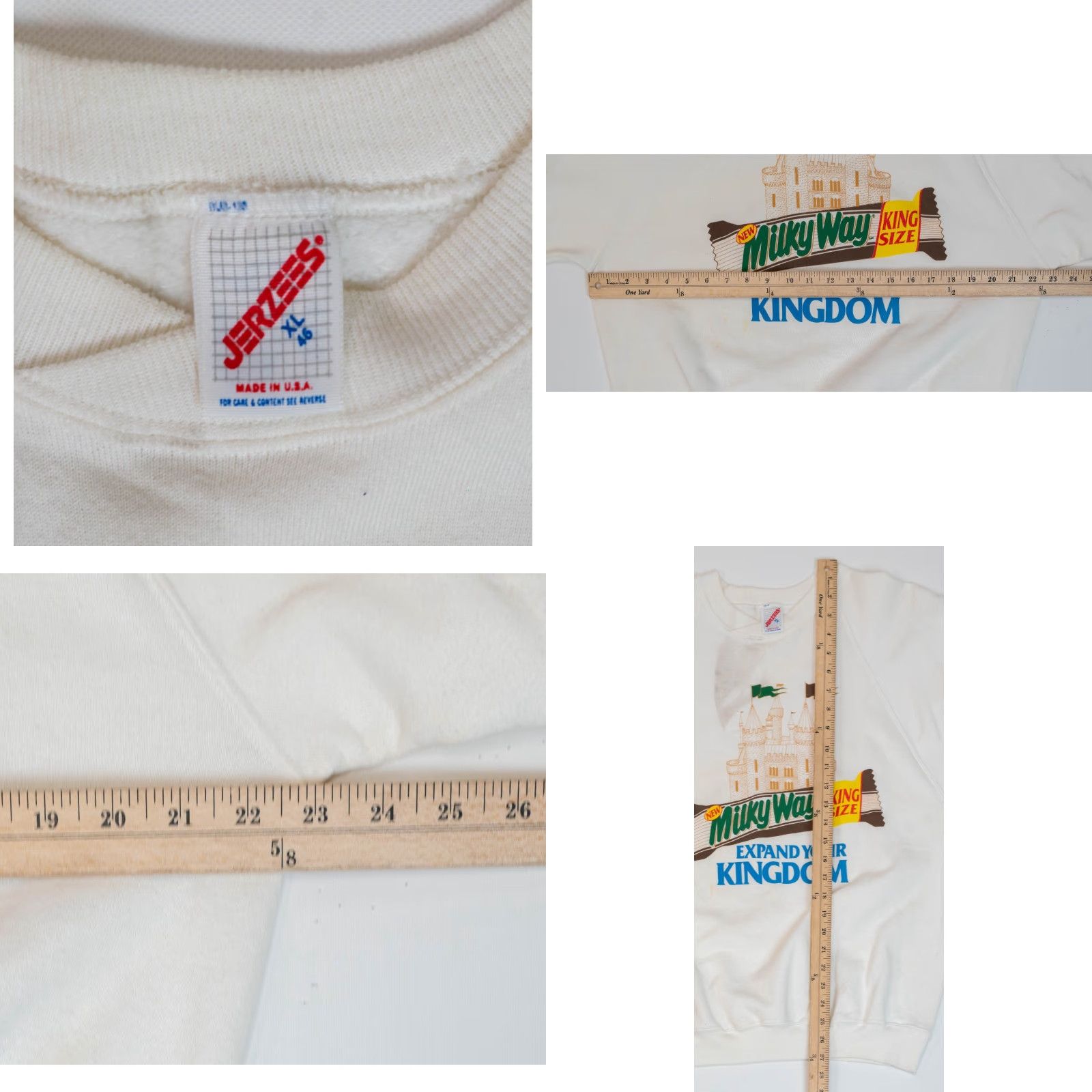 Fruit Of The Loom VINTAGE Milky Way Candy Men XL Crewneck Sweatshirt White 90s Snack Promo Castle Sweatshirt Mens XL Black Size US L / EU 52-54 / 3 - 8 Thumbnail