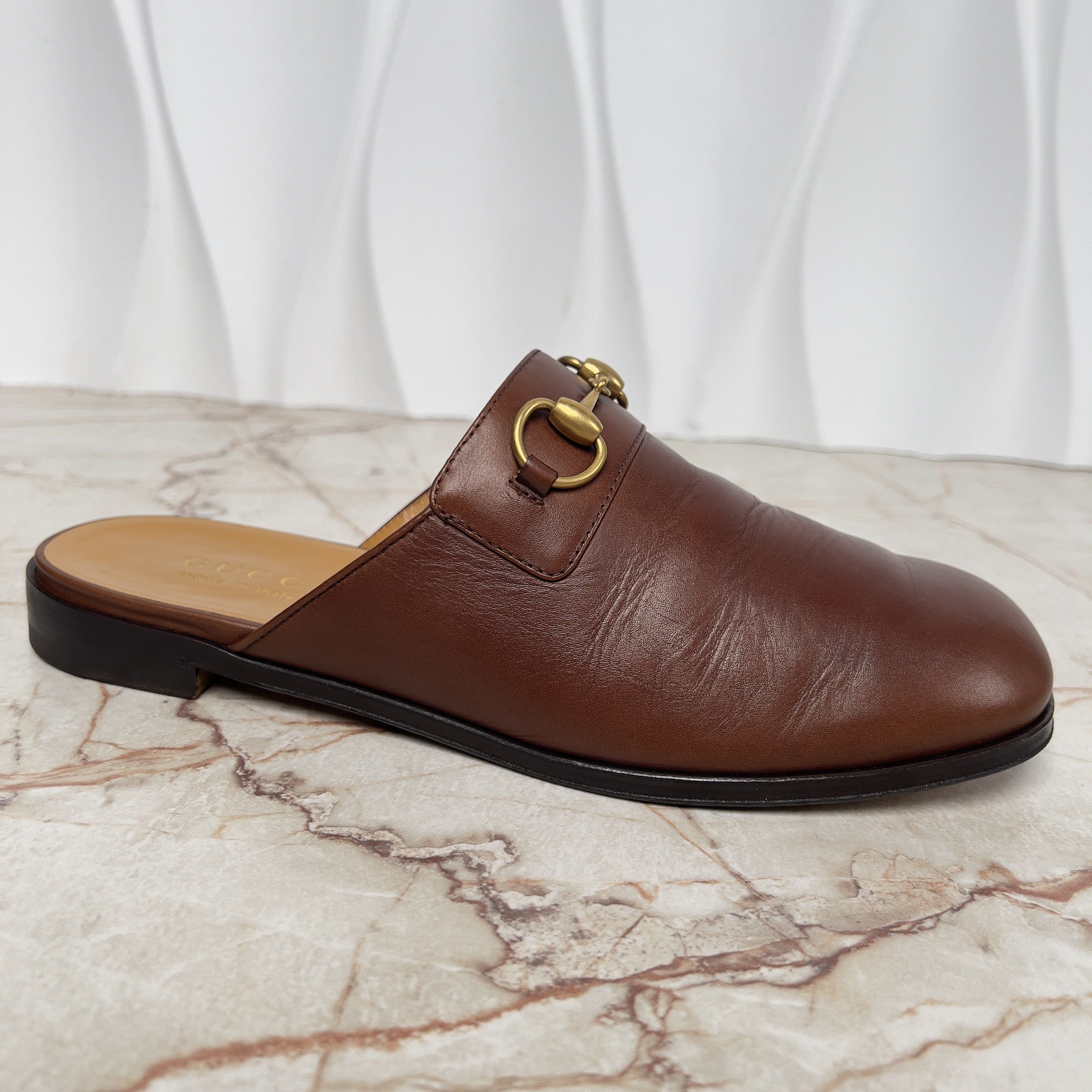 Gucci River Horsebit Sabot Clogs Mules Slippers Brown Leather Size US 8.5 / EU 41-42 - 5 Thumbnail