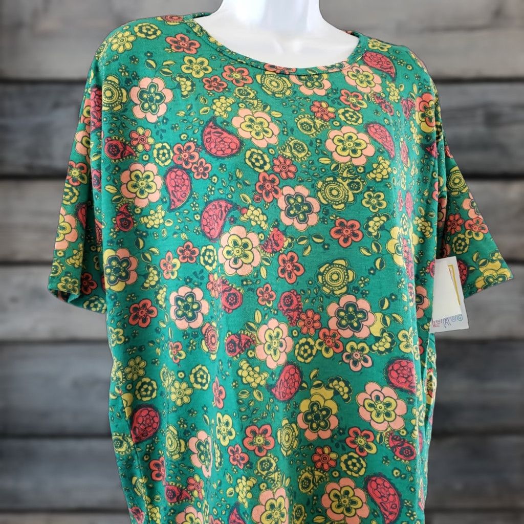 Vintage LuLaRoe Womens Irma Top 2XS Pink Floral Short Sleeve T-Shirt Tunic Gym Casual Shirt Womens Size XXS / US 00 / IT 34 - 1 Thumbnail