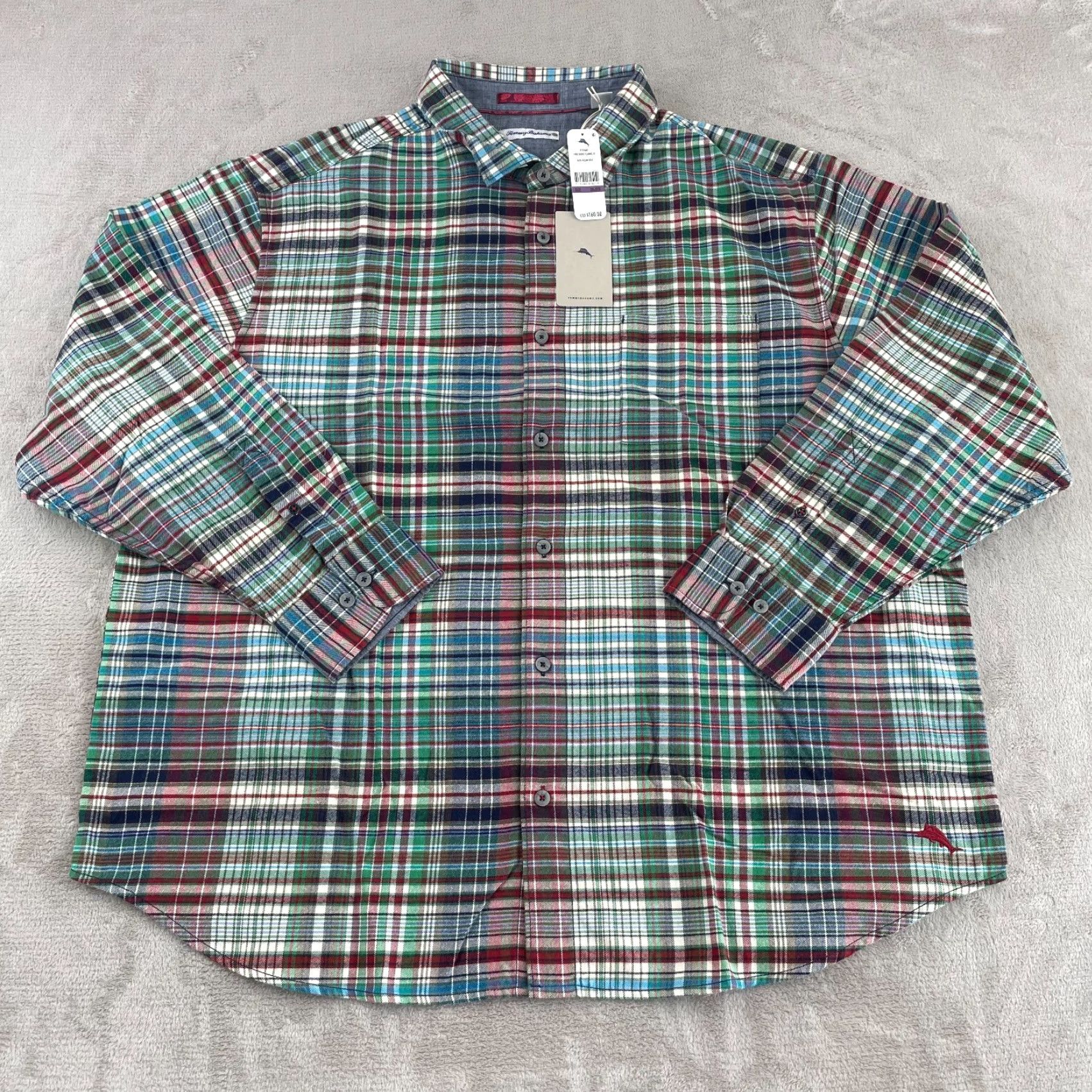 Tommy Bahama Tommy Bahama Fore Shore Flannel Shirt Men 2XLT Tall Multi Plaid Long Sleeve NWT Tailored Button-Up Size US XXL / EU 58 / 5 - 3 Thumbnail