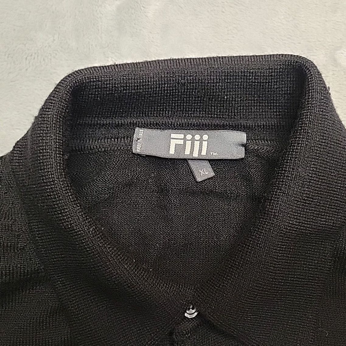 Vintage FIJI Sweater Polo Collar Long Sleeve Mens XL Black Wool Knit Made In Italy Size US XL / EU 56 / 4 - 2 Thumbnail